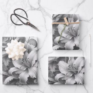 Black & White Antique Floral Perfection Wrapping Paper Sheet