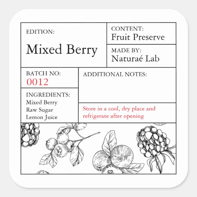 Black & White Apothecary Mixed Berry label (Front)