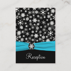 Black, White, Aqua Snowflakes Enclosure Card