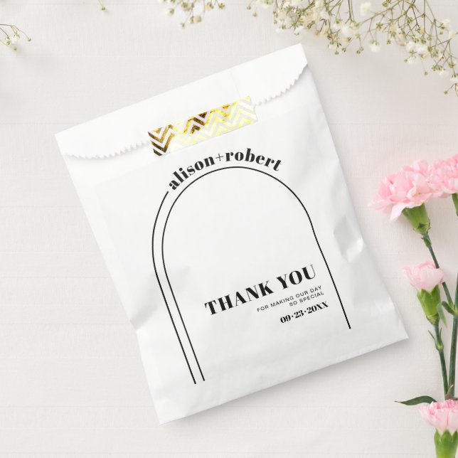Black white arch and typography Thank You wedding Favour Bags (Sealed)