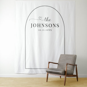 Black & White Arch Clean Minimal Wedding Backdrop Tapestry