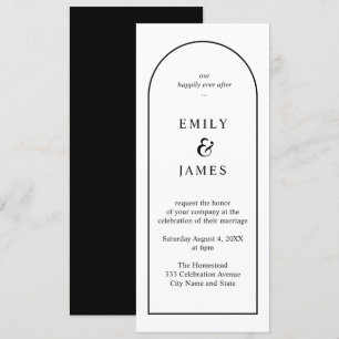 Black & White Arch Minimalist Long Wedding Invitation