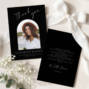 Black White Arch Photo Graduation Thank You Card