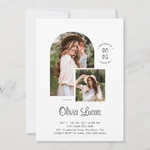 Black White Arch Photo Script Overlay Graduation Announcement