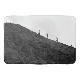 Black & White Arizona Hillside with Saguaro Large Bath Mat