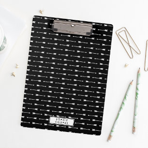 Black & White Arrows Personalised Clipboard
