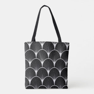 Black & White, Art Deco, Fan Design Tote Bag