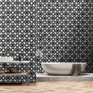 Black White Art Deco Interlaced Pattern Wallpaper