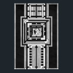 Black & White Art Deco Tapestry Poster<br><div class="desc">Hard edge prairie-style art deco geometric abstract design with paper texturing and pencil like fills.</div>