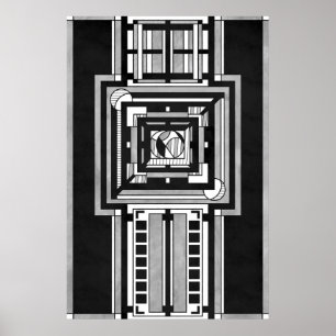 Black & White Art Deco Tapestry Poster
