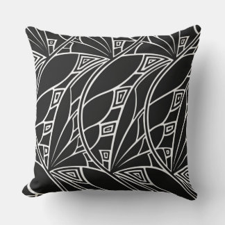 Black & White Art Nouveau Cushion