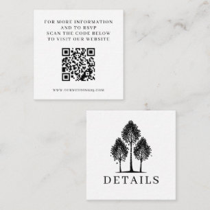 Black & White Aspen Tree Wedding QR Enclosure Card