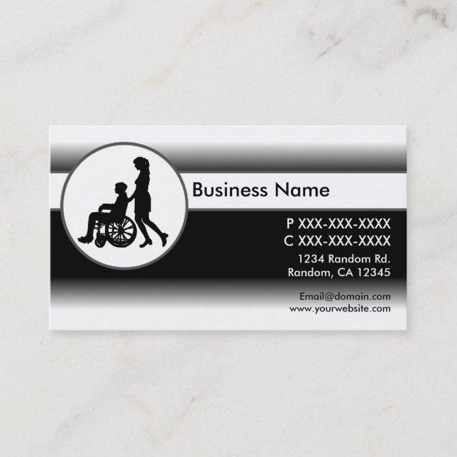 Black white assisted living business cards (Front)