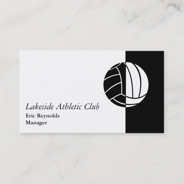 Black White Athletic Ball Logo Business Card (Front)