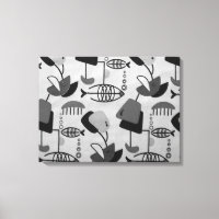 Black & White Atomic Pattern Canvas Print