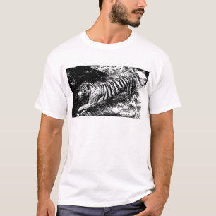 Black & White Attacking Tiger T-Shirt