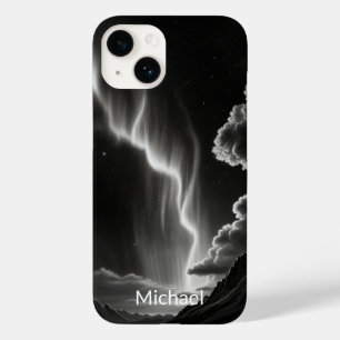Black & White Aurora Personalize Name Case-Mate iPhone 14 Case