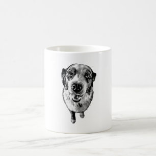 Black & White Aussie Dog Close-Up Artistic Mug