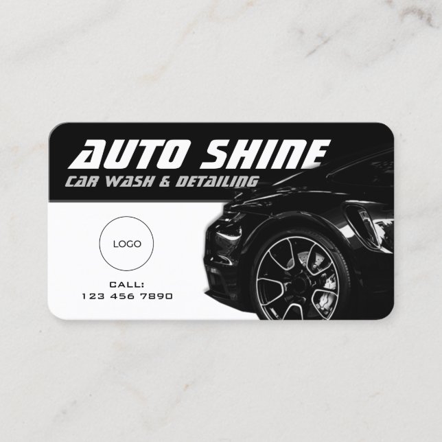 Black white automotive dynamic  business card (Front)