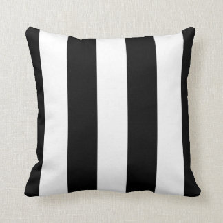 Black & White Awning Striped Decorative  Cushion