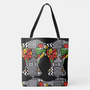 Black/White Aztec Fashion Geometric Designer Tote Bag