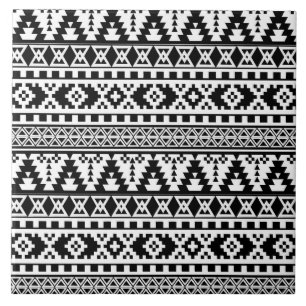 black white aztec pattern tile