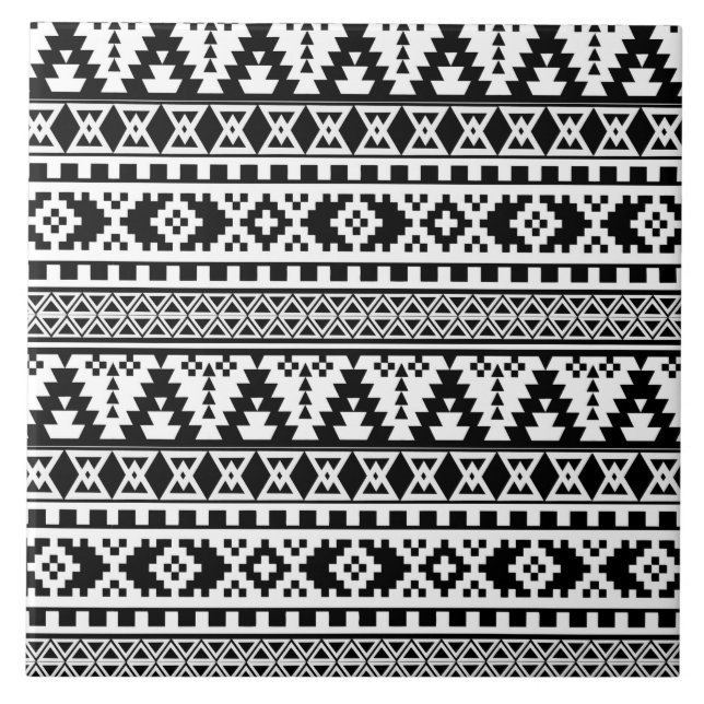 black white aztec pattern tile (Front)