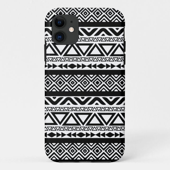Black White Aztec Tribal Pattern 4 iPhone Case (Back)