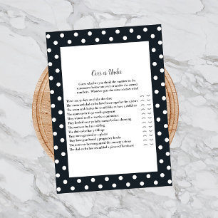 Black White Baby Bow Over Under Baby Shower Game Invitation