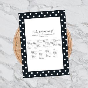 Black White Baby Bow Who's My Mummy Shower Game Invitation