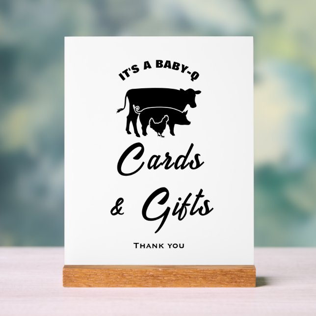 Black White BabyQ Baby Shower Cards & Gifts Sign (Neutral)