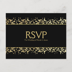 Black & White Babys Breath Wedding RSVP Card