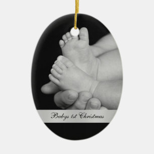 Black & White Babys First Christmas Ornament