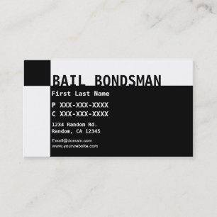 Black white Bail Bondsman business cards