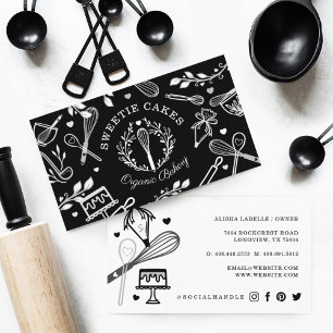 Black & White Baking & Cooking Utensil Bakery Business Card