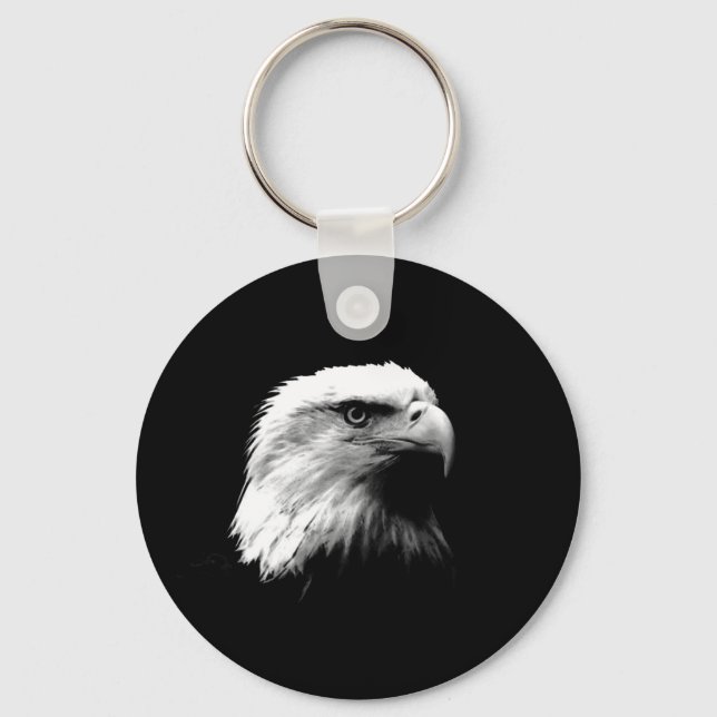 Black & White Bald Eagle Key Ring (Front)