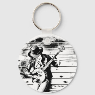 Black & White Banjo Man - Key ring