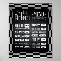 Black, White Barber Menu