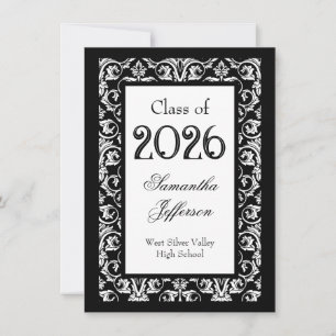 Black/White Baroque Fancy Graduation Invitation