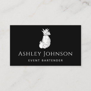 Black & White Bartender Tropical Exotic Cocktail Business Card