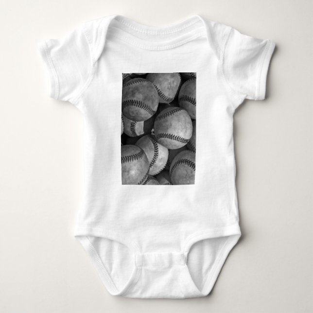 Black & White Baseball Baby Bodysuit (Front)