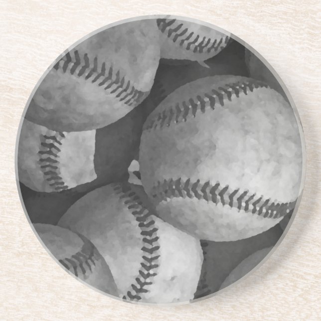 Black & White Baseball Coaster (Front)