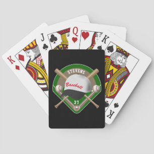 Black   White Baseball Diamond Player Name Number Playing Cards
