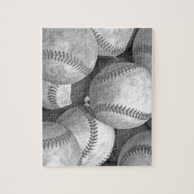 Black & White Baseball Jigsaw Puzzle (Vertical)