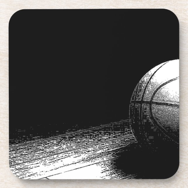 Black White Basketball Art Coaster (Front)