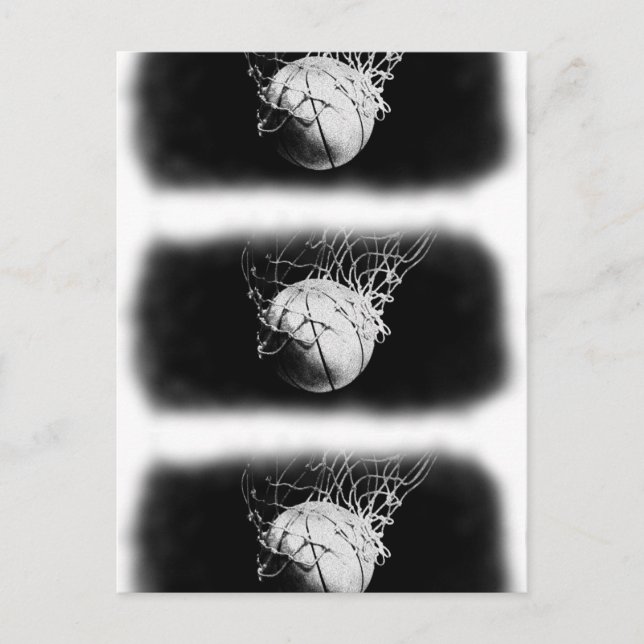 Black & White Basketball Art Postcard (Front)
