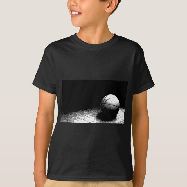 Black White Basketball Art T-Shirt (Front)