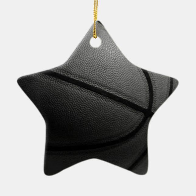 Black & White Basketball Ceramic Tree Decoration (Front)