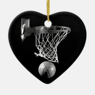 Black & White Basketball Ceramic Tree Decoration