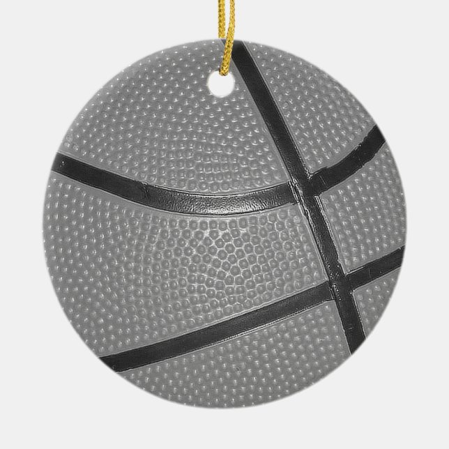 Black & White Basketball Ceramic Tree Decoration (Front)
